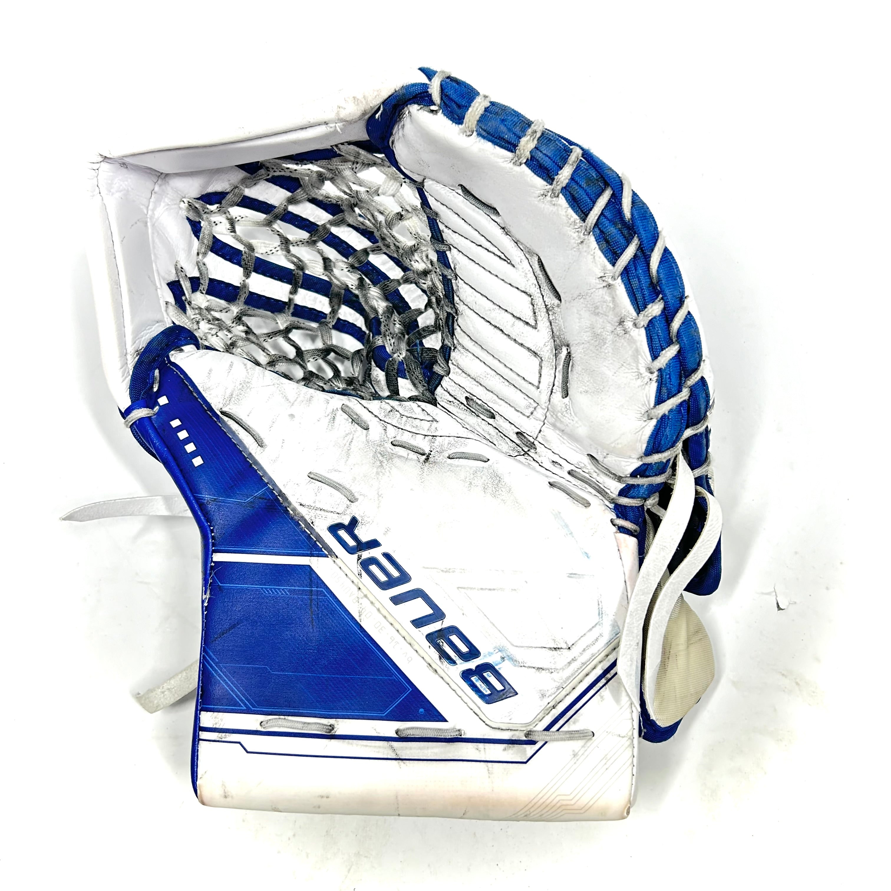 Bauer Supreme Mach - Gants Pro Stock d'occasion (blanc/bleu)